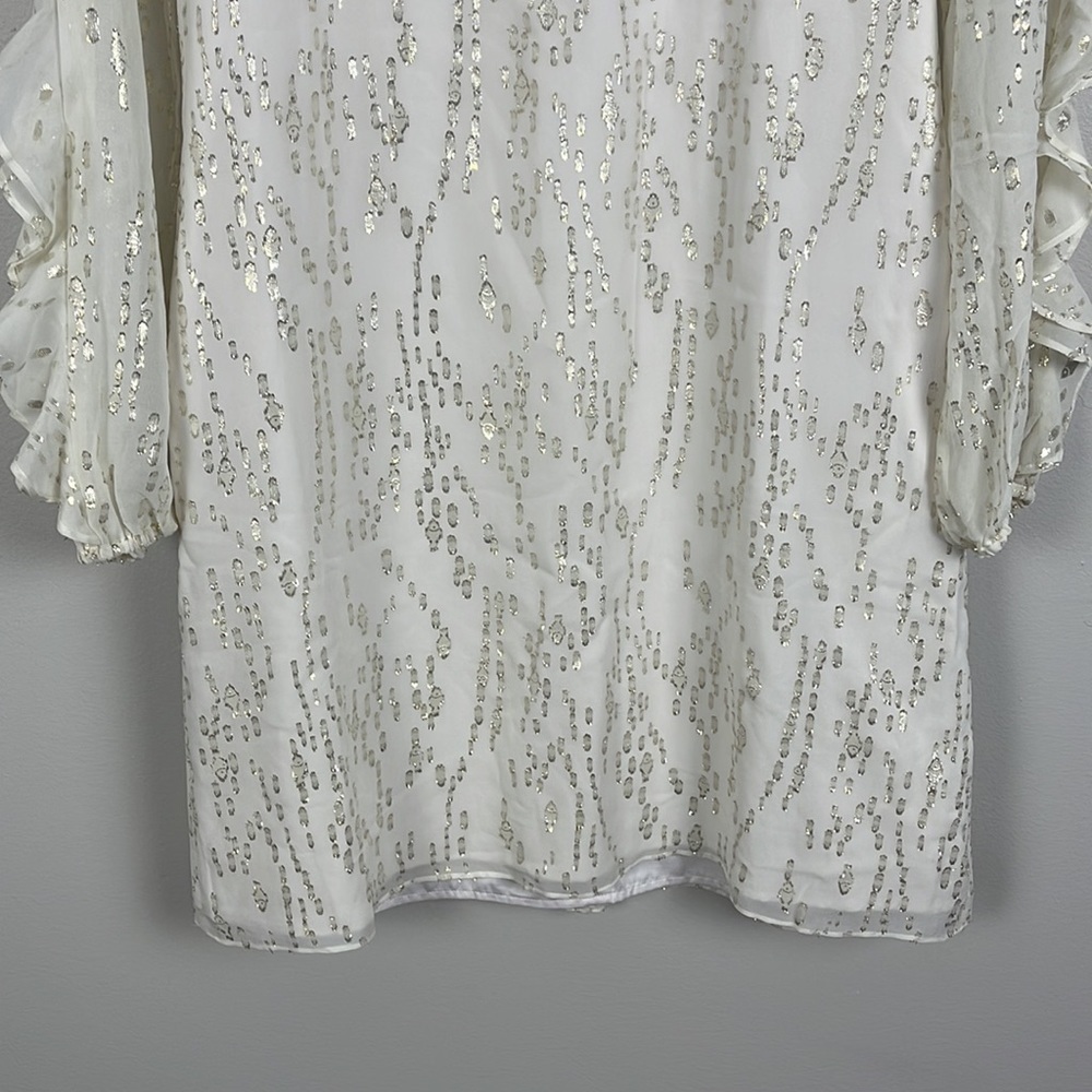 Lilly Pulitzer Belle Silk Dress. Coconut w Metallic. Size 6. - Picture 3 of 12